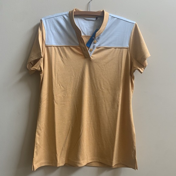 Columbia Tops - Columbia Golf Womens Large Omni-Wick Adventure Shirt V-Neck Orange Stretch NWT